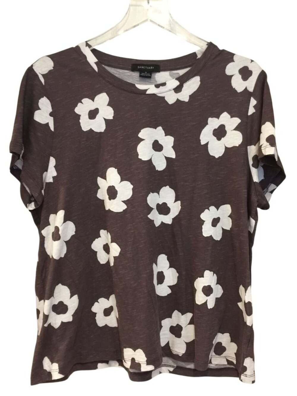 SANCTUARY Ladies 1X The perfect Tee Floral Short Sleeve Tee Cocoa Cream